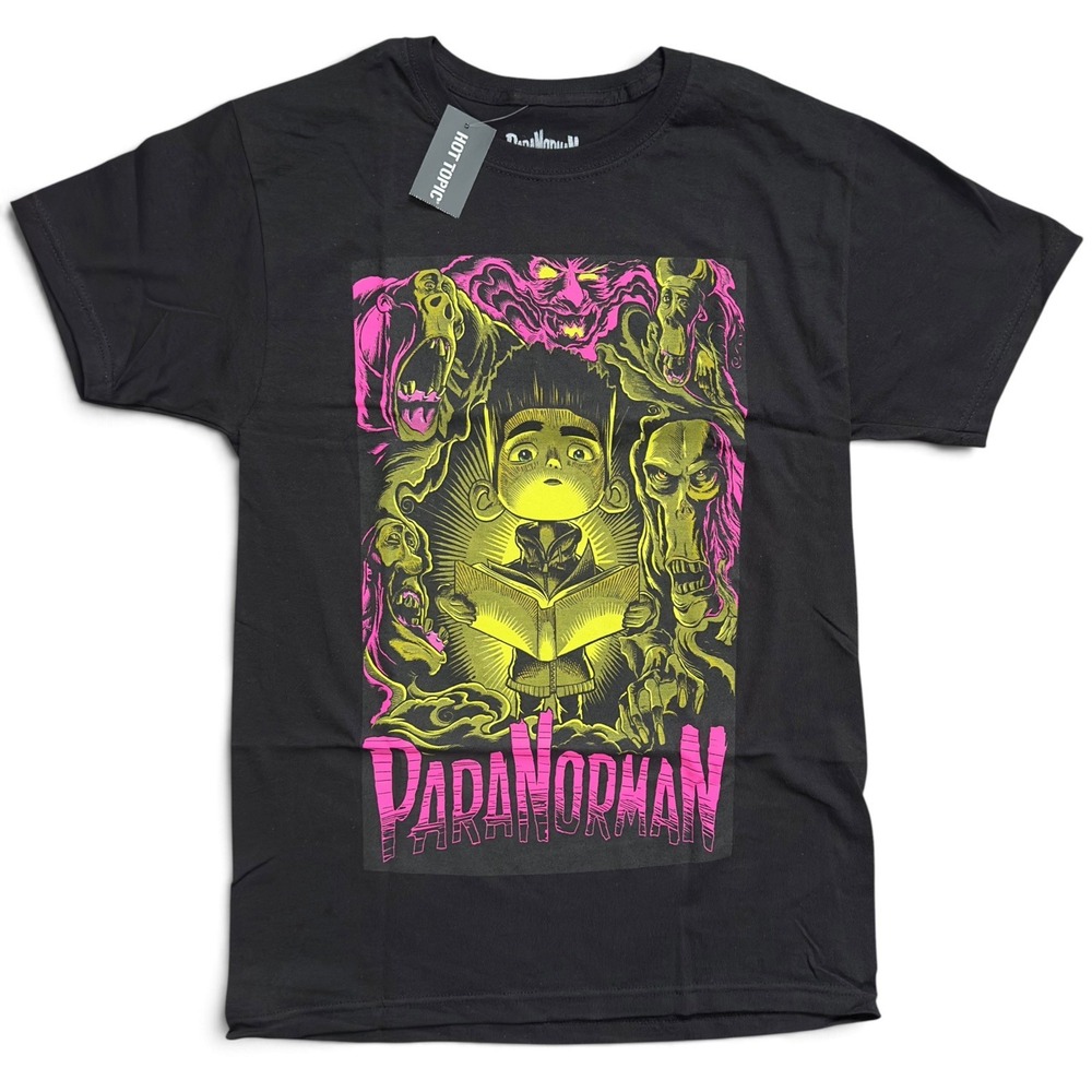 ParaNorman Awakening Poster T Shirt Hot Topic Black Neon Pink Mens Size S